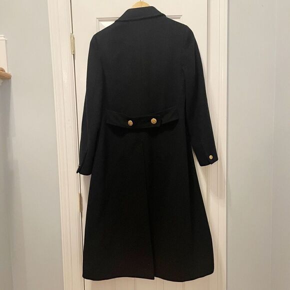 VTG 100% Wool Overcoat Navy Blue Womens Size 12 Double Breasted Quiet Luxury - Picture 2 of 8